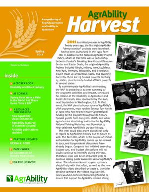 Spring 2011 Harvest Newsletter, National AgrAbility