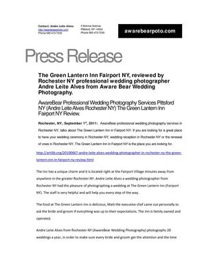 AwareBear Professional Wedding Photography Services Pittsford NY (Andre Leite Alves Rochester NY) The Green Lantern Inn Fairport NY Review.  