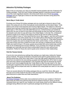 Attractive Fiji Holiday Packages