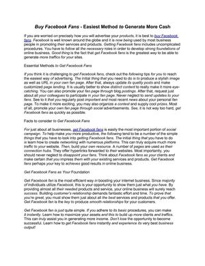 Buy Facebook Fans - Easiest Method to Generate More Cash