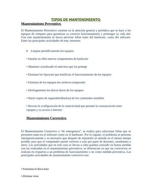 tipos de mantenimiento