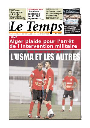 Le Temps d'Algérie Edition du Samedi 10 Septembre 2011