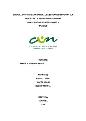 INVESTIGACION DE OPERACIONES II