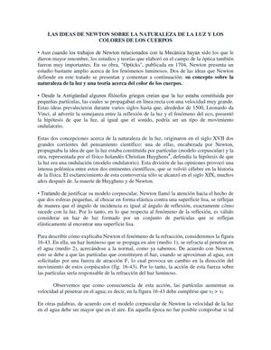 LAS IDEAS DE NEWTON SOBRE LA NATURALEZA DE LA LUZ