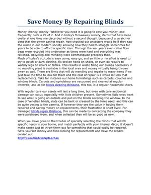 Save Money By Repairing Blinds