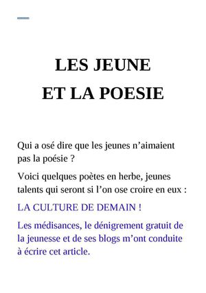 LES JEUNES ET LA POESIE