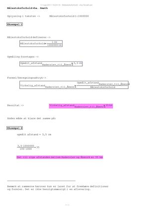 Målestoksforhold vha Smath