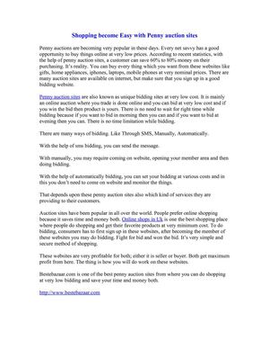 Shopping become Easy with Penny auction sites