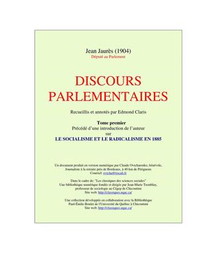 Jean Jaurès : discours parlementaires - tome premier (1904)