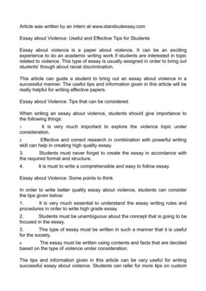 Political Science Essays Essay About Violence Useful And Effective Tips For Students Essay On My School In English also Interesting Essay Topics For High School Students Calamo Essay About Violence Useful And Effective Tips For Students English Essays Samples