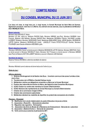 Conseil municipal du 23 juin 2011