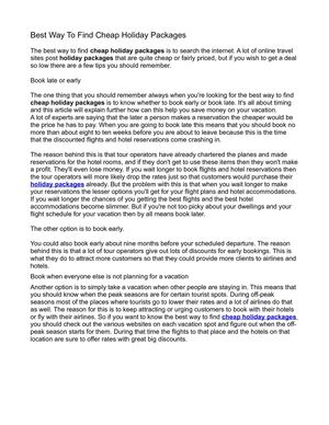 Best Way To Find Cheap Holiday Packages