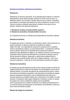 Resistencia Aeróbica y Resistencia anaerobica