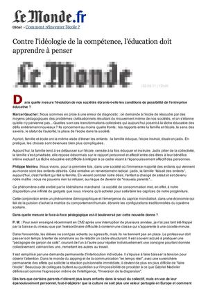 L'éducation doit apprendre à penser : débat Gauchet - Merieu