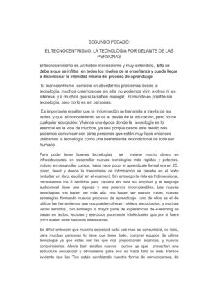 segundo pecado: el tecnocentrismo, la tecnologia por delante de las personas