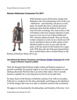 Roman Halloween Costumes For 2011