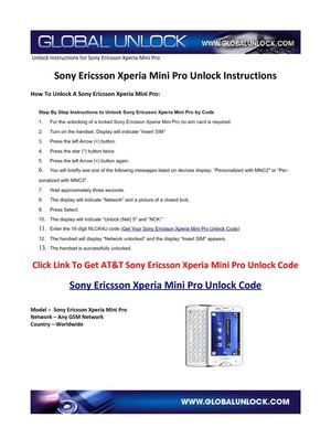 Learn Sony Ericsson Xperia Mini Unlocking Instructions