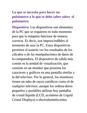 Lo Que Se NecesiTa Para Un PulsomeTro