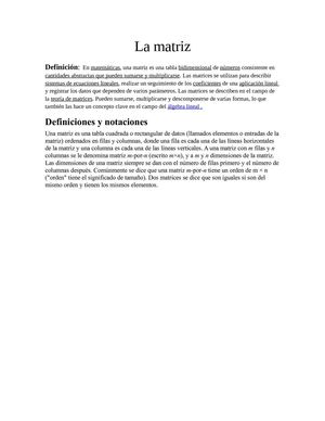 la matriz en matematica