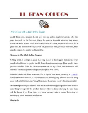 Enjoy Shopping With LL Bean Coupon