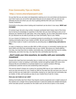 Free Commodity Tips on Mobile