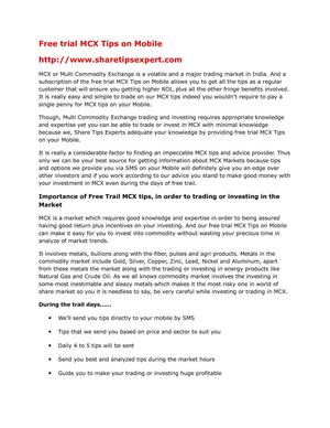 Free trial MCX Tips on Mobile