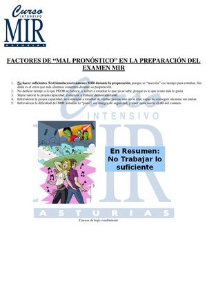 Factores de mal pronóstico en la preparación del examen MIR