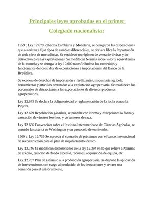 Principales leyes aprobadas en el primer colegiado