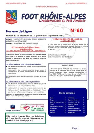 JOURNAL N°60 DU 15 SEPTEMBRE 2011