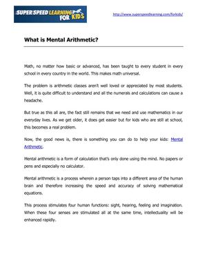 What is Mental Arithmetic