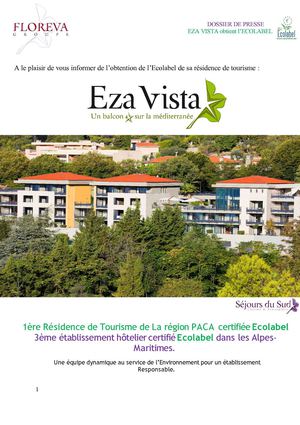 DOSSIER de presse EZA VISTA residence de tourisme ECOLABEL