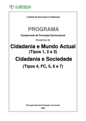 Programa de Cidadania e Mundo Atual