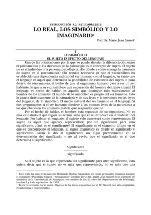 Lo Real, Lo simbólico y lo Imaginario: RSI