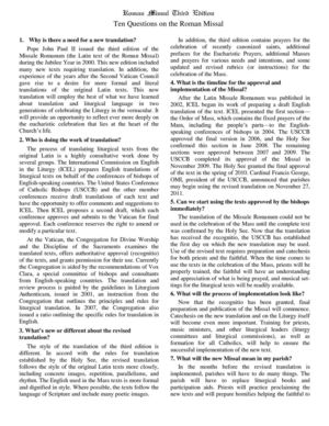 Ten Questions on the Roman Missal