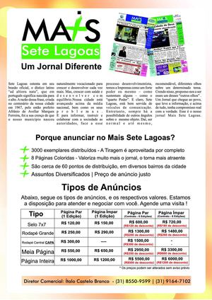 Tabela Comercial - Jornal + Sete Lagoas - Válida até 30/09/2011