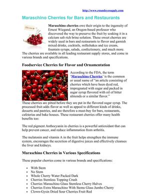 Maraschino Cherries for Bars and Restaurants