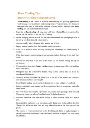 Share Trading Tips
