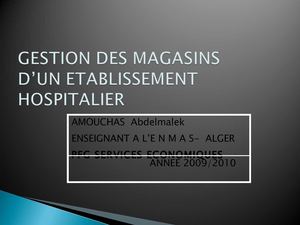 GESTION D'UN MAGASIN D'UN HOPITAL