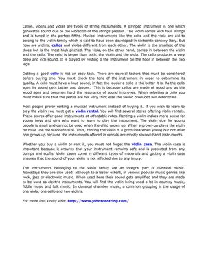 Fundamentals of Various Stringed Instruments-Violin, Cello, Viola