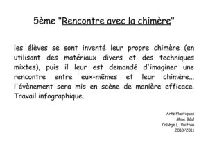 Arts Plastiques 5ème "Rencontre avec la chimère"