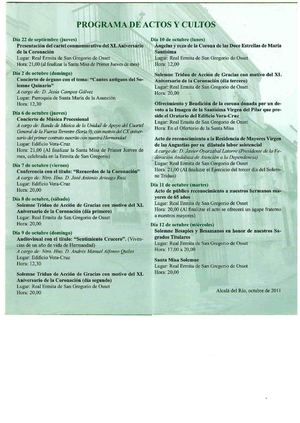 Programa Actos y Cultos XL Aniversario de la Coronación de la Virgen de las Angustias