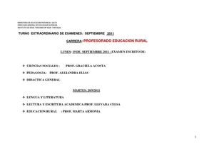 Mesas Septiembre 2011: FORMACIÓN DOCENTE