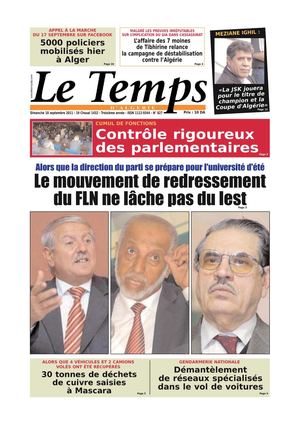 Le Temps d'Algérie Edition du Dimanche 18 Septembre 2011