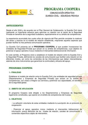 Programa COOPERA Guardia Civil - Seguridad Privada