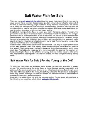 Salt Water Fish for Sale