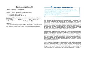 Devoir en temps libre n°1 5èmes