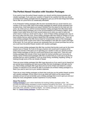 The Perfect Hawaii Vacation with Vacation Packages