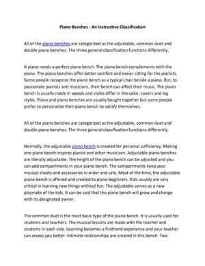 Piano Benches - An Intrusive Classification