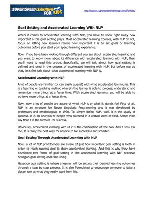 Goal Setting and Accelerated Learning With NLP