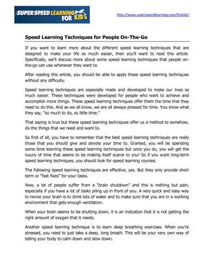 Calaméo - Speed Learning and How Our Memory Works
